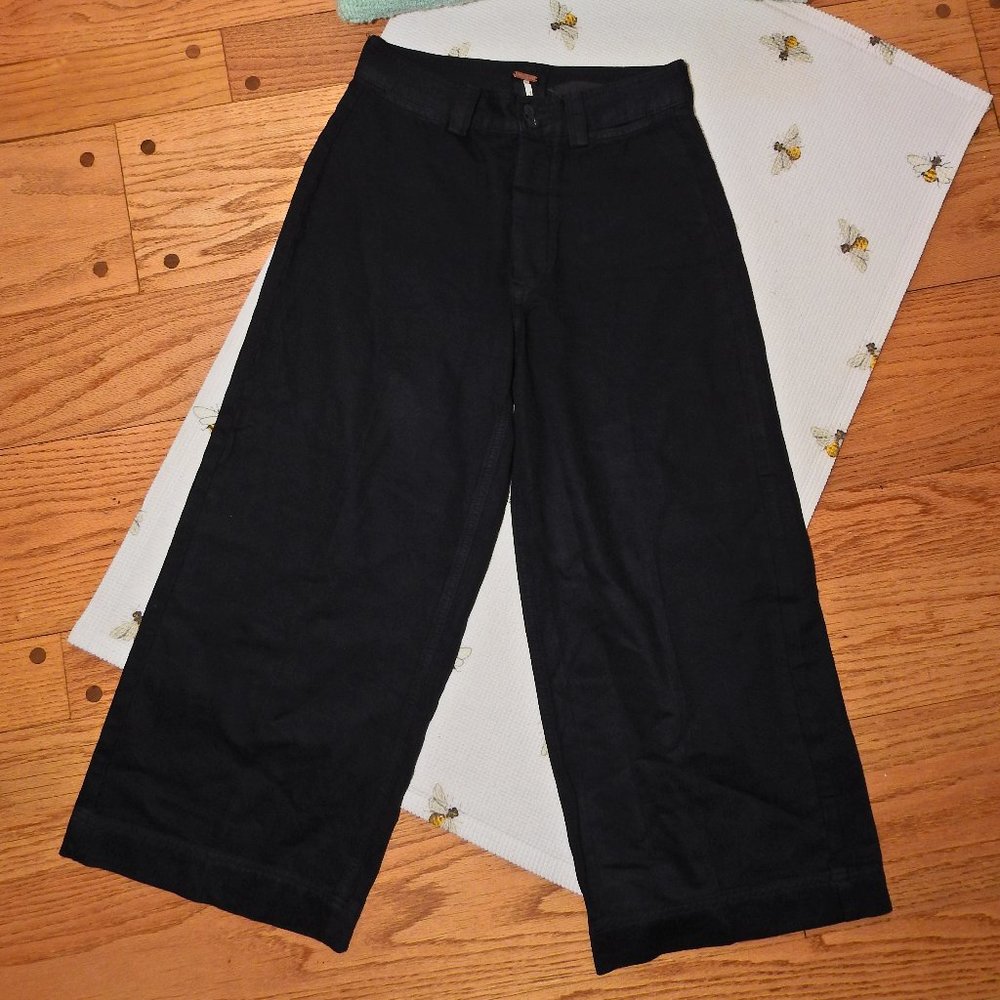 Free People Black Pants Button Front Sz 26